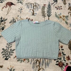 Free people beach Light Green Textured Knit crop Top size S